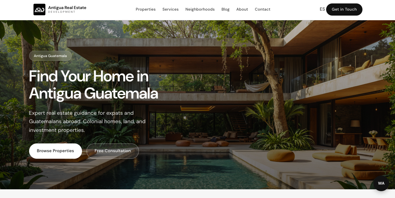 Antigua Real Estate Development website preview